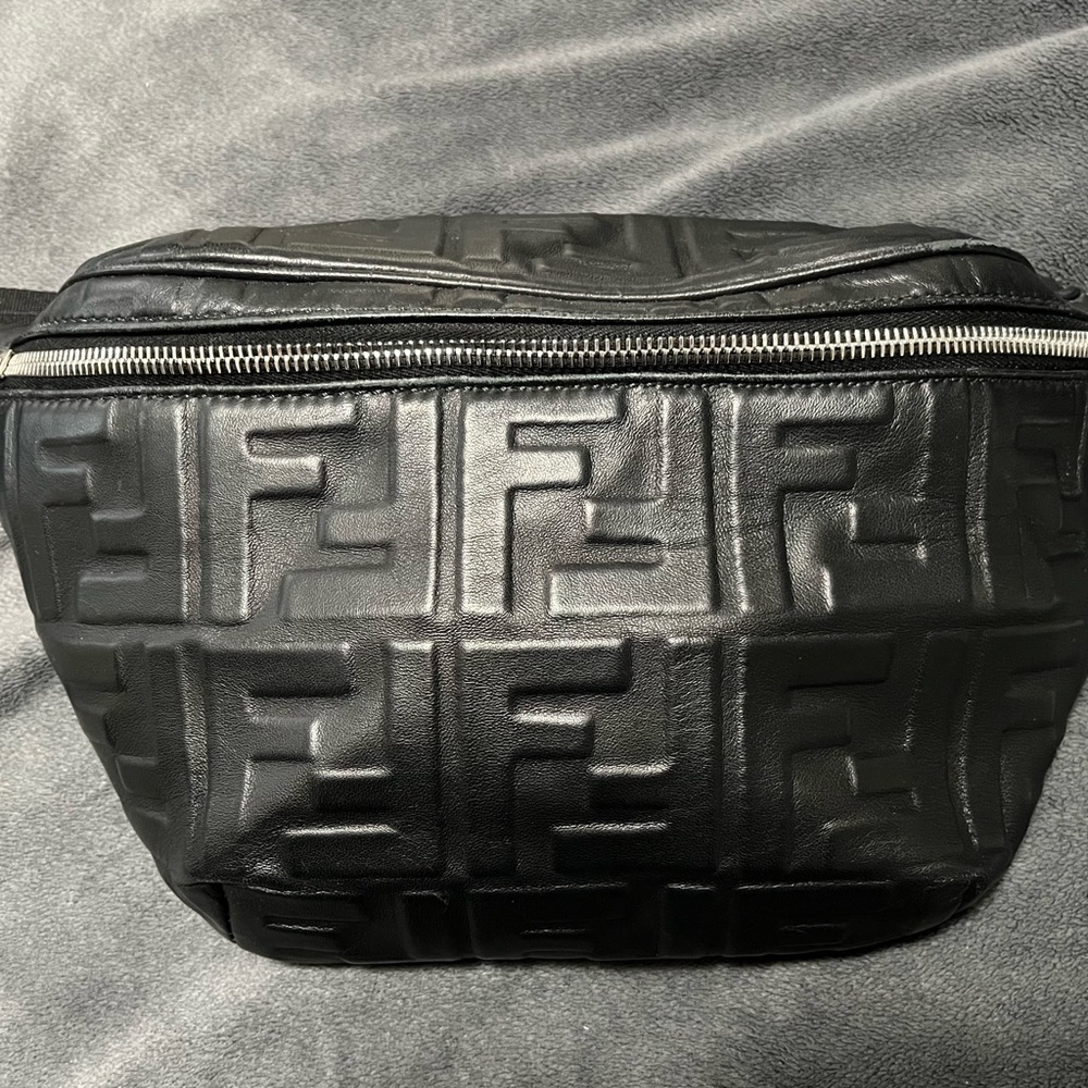 Fendi Black Embossed Belt Bag